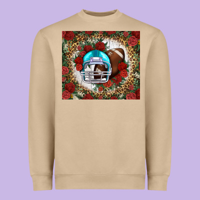 American Football Helmet And Leopard Heavyweight Sweatshirt Designed By Nancycooperartshop