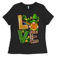 Black st patricks day gnomes shamrock love Ladies Tee - RanaPortraitStore