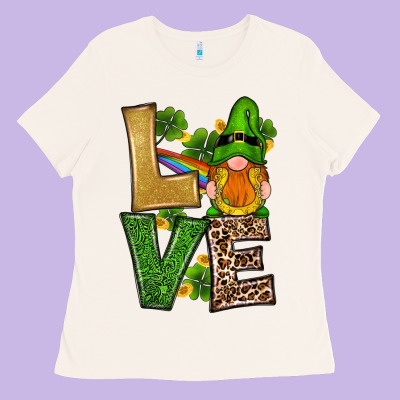 St Patricks Day Gnomes Shamrock Love Ladies Tee Designed By Ranaportraitstore