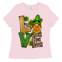 Bubblegum Pink st patricks day gnomes shamrock love Ladies Tee - RanaPortraitStore