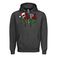 Charcoal Heather Papa Claus with christmas lights and mistletoe Zipper Hoodie - NancyCooperArtShop