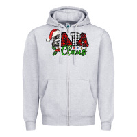 Heather Grey Papa Claus with christmas lights and mistletoe Zipper Hoodie - NancyCooperArtShop