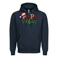 Navy Papa Claus with christmas lights and mistletoe Zipper Hoodie - NancyCooperArtShop