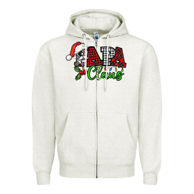 Papa Claus With Christmas Lights And Mistletoe Zipper Hoodie by NancyCooperArtShop | Teevron