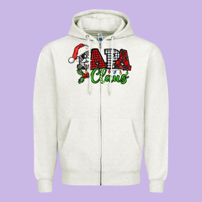 Papa Claus With Christmas Lights And Mistletoe Zipper Hoodie Designed By Nancycooperartshop