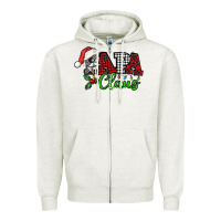 Oatmeal Heather Papa Claus with christmas lights and mistletoe Zipper Hoodie - NancyCooperArtShop