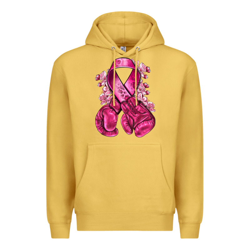 Breast Cancer With Boxing Gloves Premium Hoodie by NancyCooperArtShop | Teevron