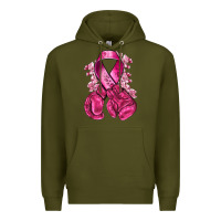 Army Green breast cancer with boxing gloves Premium Hoodie - NancyCooperArtShop