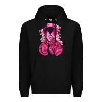 Black breast cancer with boxing gloves Premium Hoodie - NancyCooperArtShop
