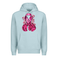Blue Mist breast cancer with boxing gloves Premium Hoodie - NancyCooperArtShop
