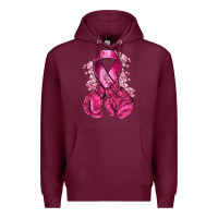 Burgundy breast cancer with boxing gloves Premium Hoodie - NancyCooperArtShop