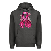 Charcoal Heather breast cancer with boxing gloves Premium Hoodie - NancyCooperArtShop