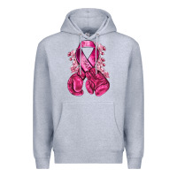 Heather Grey breast cancer with boxing gloves Premium Hoodie - NancyCooperArtShop