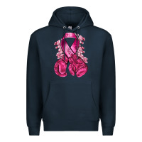 Navy breast cancer with boxing gloves Premium Hoodie - NancyCooperArtShop