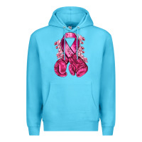 Ocean Blue breast cancer with boxing gloves Premium Hoodie - NancyCooperArtShop