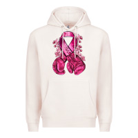 Pale Pink breast cancer with boxing gloves Premium Hoodie - NancyCooperArtShop