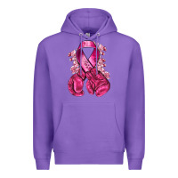 Purple breast cancer with boxing gloves Premium Hoodie - NancyCooperArtShop