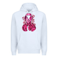 White breast cancer with boxing gloves Premium Hoodie - NancyCooperArtShop