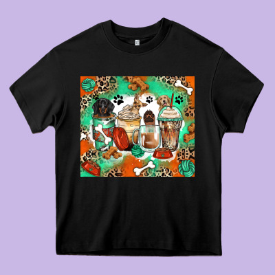 Dog Coffee Cups Heavy Core Tee Designed By Zillion Design Studio