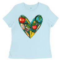 Baby Blue teacher  heart Ladies Tee - texasbilliewilder