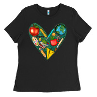 Black teacher  heart Ladies Tee - texasbilliewilder