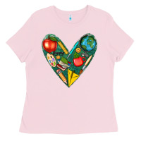 Bubblegum Pink teacher  heart Ladies Tee - texasbilliewilder
