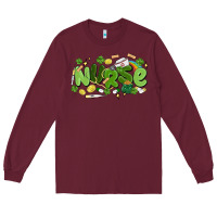 Burgundy st.patrick's day nurse Long Sleeve Tee - MaliasSmallBusiness