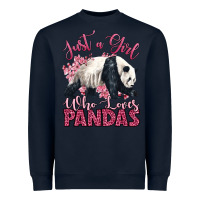 Navy just a girl who loves pandas Heavyweight Sweatshirt - LillyAllenDesigns