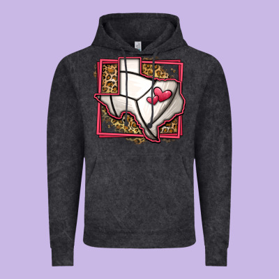 Leopard Volleyball Texas Map Vintage Hoodie Designed By Jasminsmagicworld
