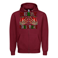 Burgundy Merry Christmas skeleton hands boobs Zipper Hoodie - NancyCooperArtShop
