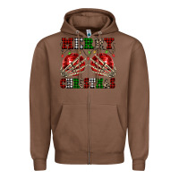 Chestnut Merry Christmas skeleton hands boobs Zipper Hoodie - NancyCooperArtShop