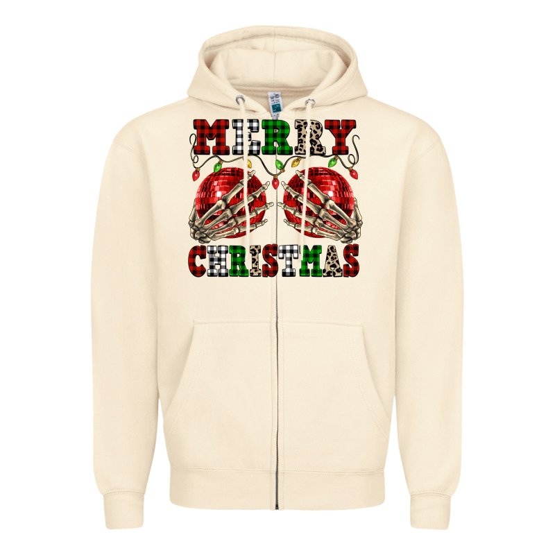 Merry Christmas Skeleton Hands Boobs Zipper Hoodie by NancyCooperArtShop | Teevron