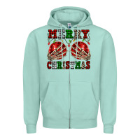 Seafoam Merry Christmas skeleton hands boobs Zipper Hoodie - NancyCooperArtShop