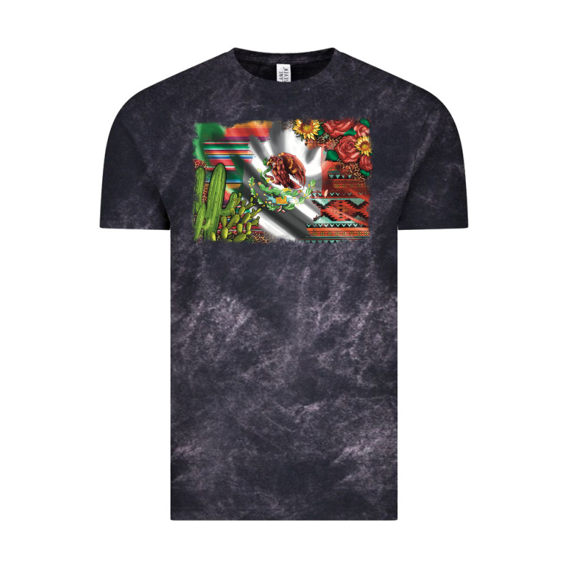 Mexico Flag Sunflowers Roses And Cactus With Serape Aztec And Leopard Vintage Tee by Artiststas | Teevron