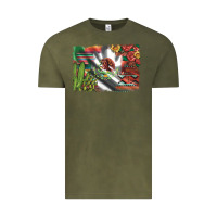 Vintage Olive mexico flag sunflowers roses and cactus with serape aztec and leopard Vintage Tee - Artiststas