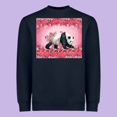 Panda With Sakura Blooms Heavyweight Sweatshirt Designed By Lillyallendesigns