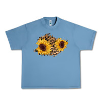 Pebble Blue sunflower leopard patch Urban Heavy Tee - AdoDesignShop