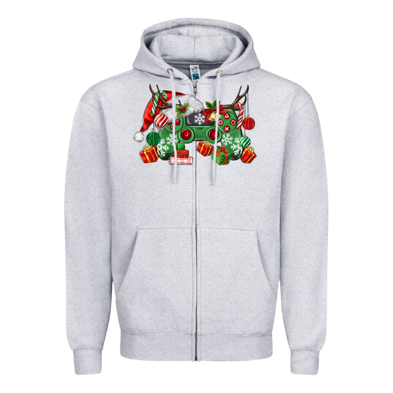 Christmas Game Controller Zipper Hoodie by MaliasSmallBusiness | Teevron