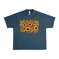 Midnight Navy sunflower leopard background Urban Heavy Tee - AdoDesignShop