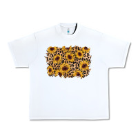 White sunflower leopard background Urban Heavy Tee - AdoDesignShop