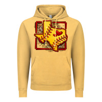 Vintage Mustard leopard softball texas map Vintage Hoodie - Jasminsmagicworld