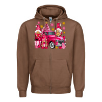 Chestnut Pink christmas gnomes truck Zipper Hoodie - NancyCooperArtShop