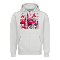 Dove Grey Pink christmas gnomes truck Zipper Hoodie - NancyCooperArtShop
