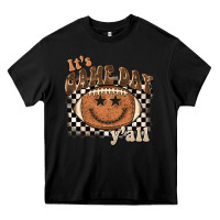 Black it's game day y'all football smiley face Heavy Core Tee - BarkalooDesign