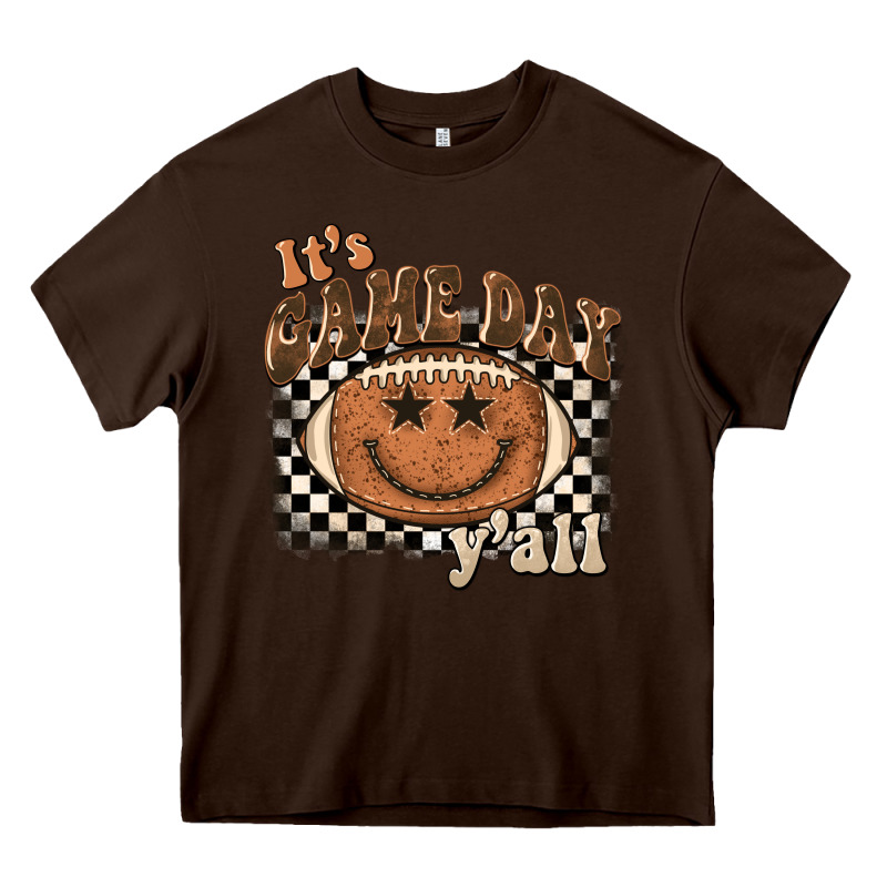 It's Game Day Y'all Football Smiley Face Heavy Core Tee by BarkalooDesign | Teevron