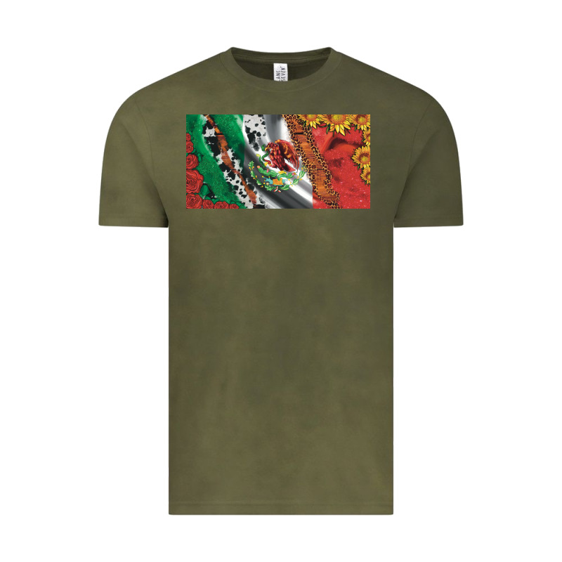 Mexico Flag Cowhide Leopard Sunflower And Roses Licanse  Plate Vintage Tee by Artiststas | Teevron