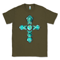 Army Green western turquoise gemstone cross Classic Tee - BarkalooDesign