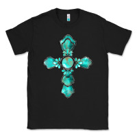 Black western turquoise gemstone cross Classic Tee - BarkalooDesign