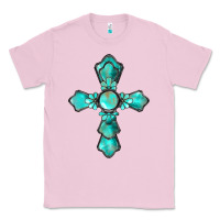 Bubblegum Pink western turquoise gemstone cross Classic Tee - BarkalooDesign