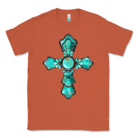 Copper western turquoise gemstone cross Classic Tee - BarkalooDesign